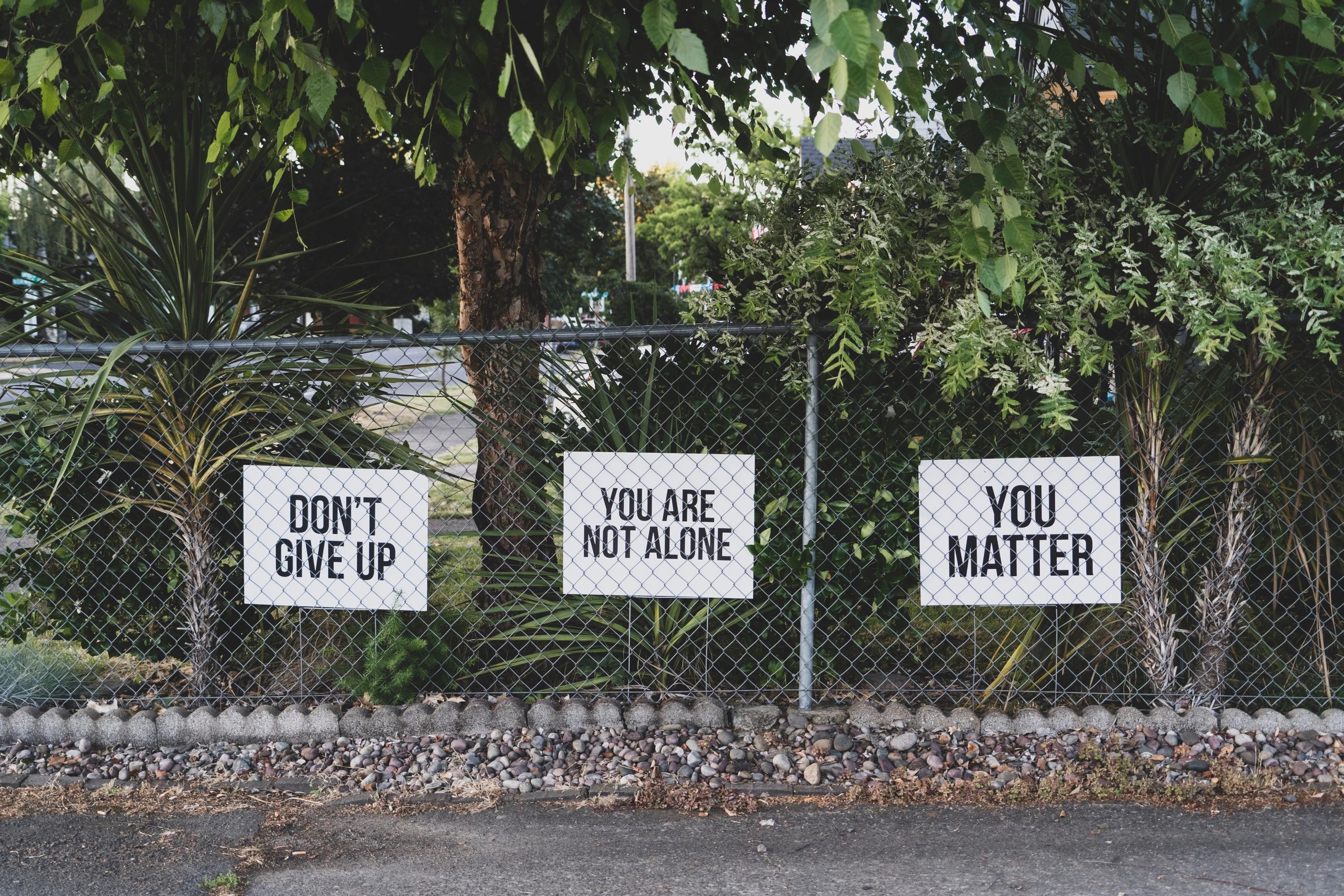Three signs: Don't Give Up, You are Not Alone, You Matter