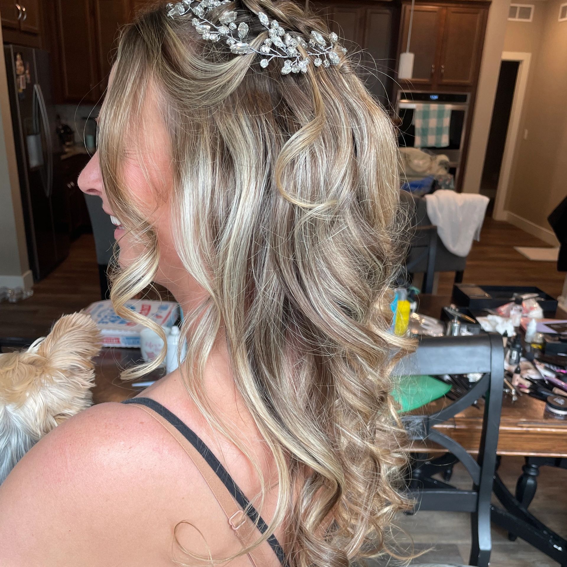 Curly half up half down hair style