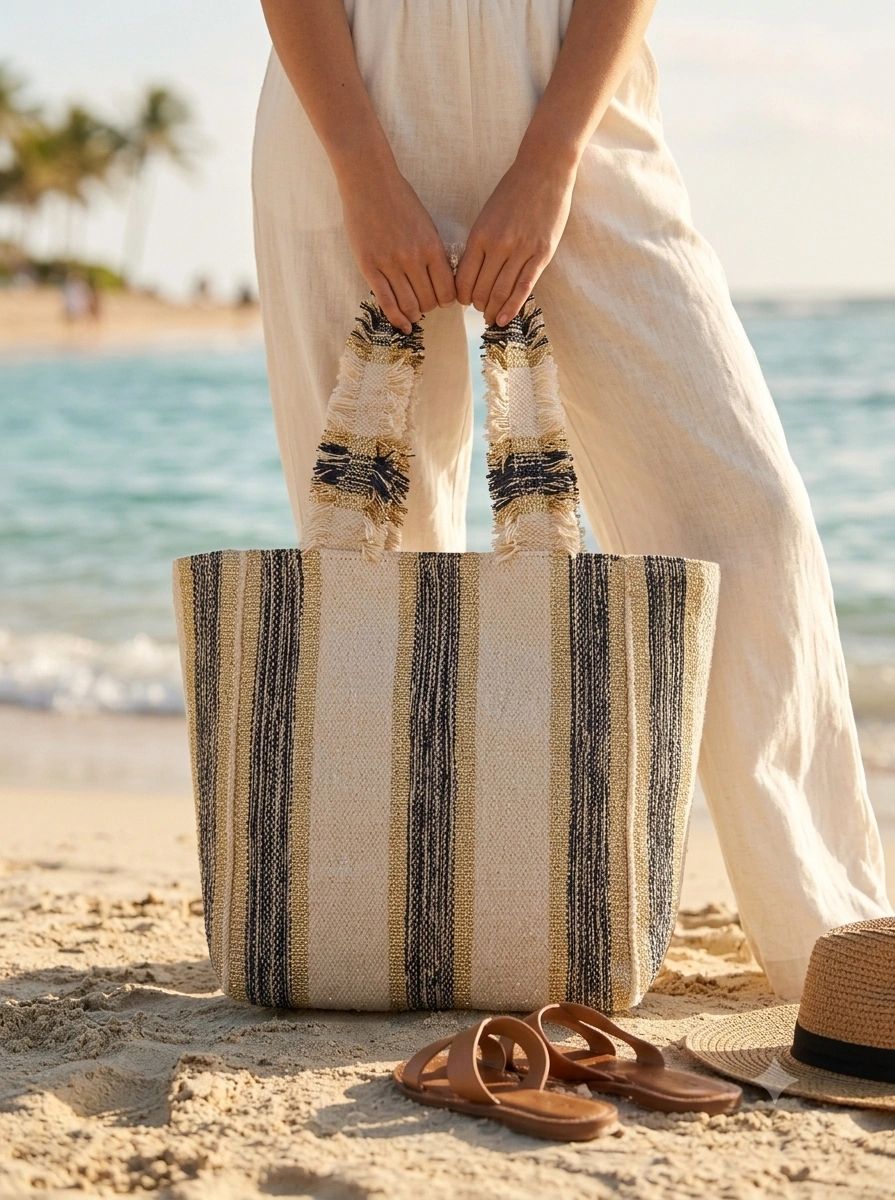 Handwoven cotton sac tote , stylish, and perfect for beach or casual outings. Sustainable fashion 