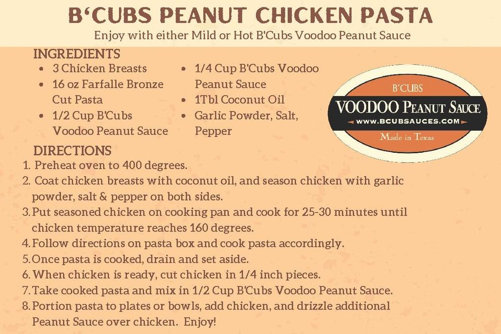 B'Cubs Peanut Chicken Pasta Recipe