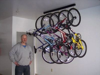 Hang bikes from garage ceiling
