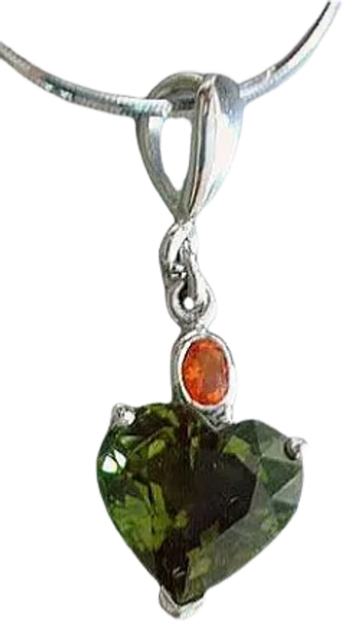 18kt White Gold Pendant
set with Orange Sapphire 
& Brazilian Tourmaline