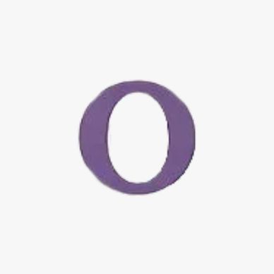 A large purple letter O on a white background.