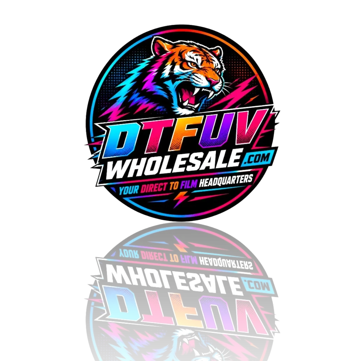 Round logo DTFUVWHOLESALE.COM
MULTI- COLOR, TRANSPARENT BBACKGROUND