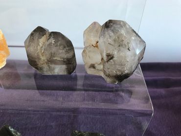 smoky smokey quartz chlorite point crystals 