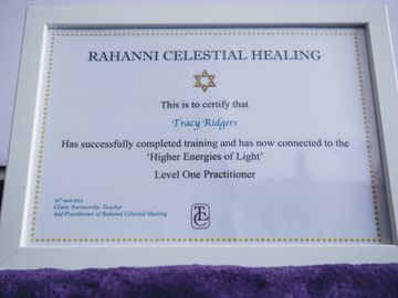 Rahanni Level One Practitioner certificate Tracy Ridgers TLC Therapies Fleet