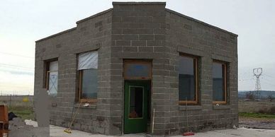 Restored White Bluffs Bank, White Bluffs, Washington, block, stone,