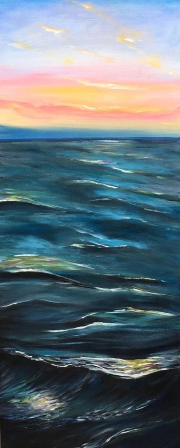 STEPHANIE MIKULSKI ORIGINAL ACRYLIC PAINTING OF OCEAN