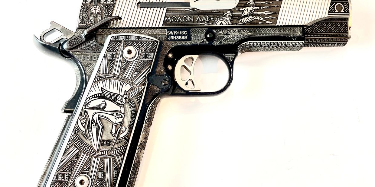 1911, Engraved Firearm, Molon Labe, Come and take it.