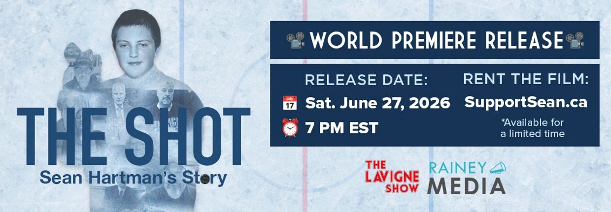 Promotional banner for the world premiere of 'The Shot: Sean Hartman's Story' on June 27, 2026.