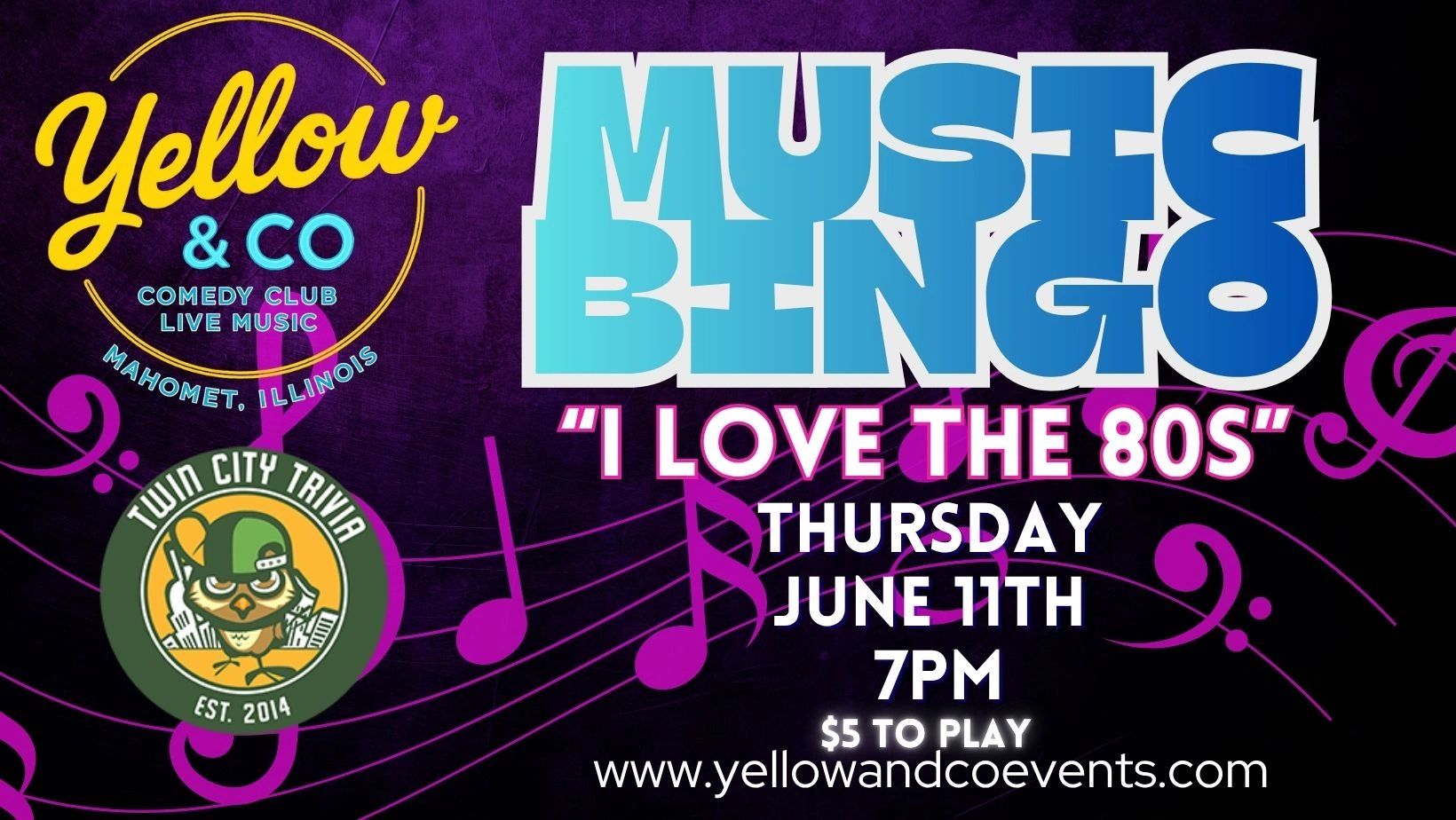 Music Bingo by Twin City Trivia  6/11