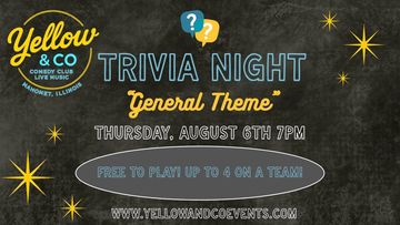 Thursday August 6th 7pm Trivia Night. Free to play. 
