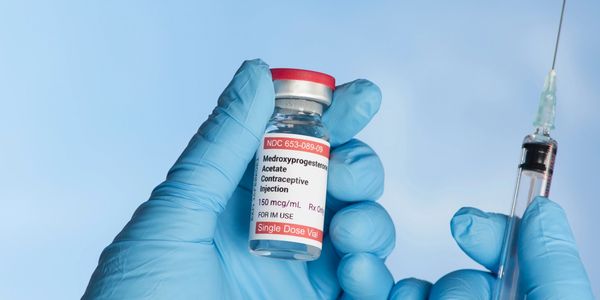 needle and small vile of medroxyprogesterone acetate, the active ingredient in Depo-Provera