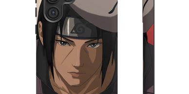Anime character Sasuke on a phone case.