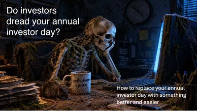 Skeleton at desk questioning annual investor days.