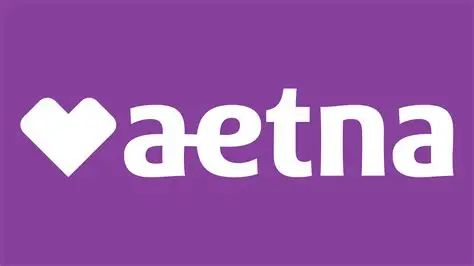 Aetna logo with a heart symbol on a purple background.