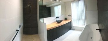 Spa-inspired bathroom with calming tones