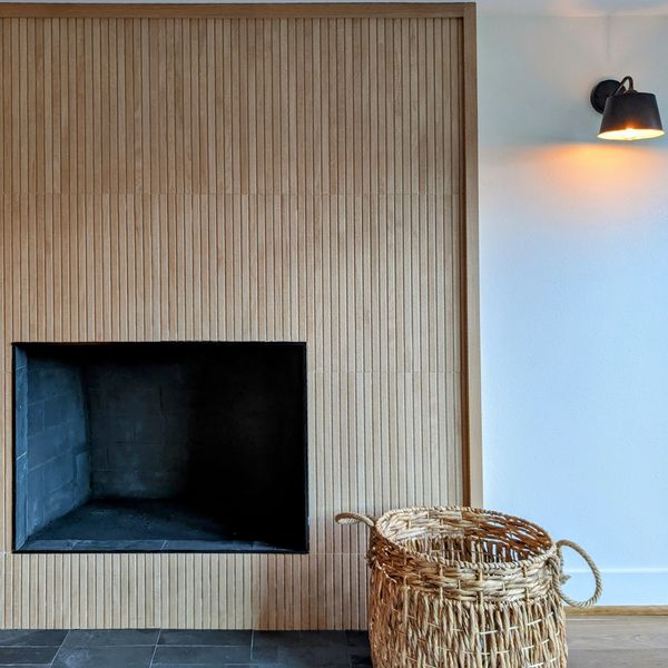 transitional lighting, modern fireplace renovation, classic slate tile