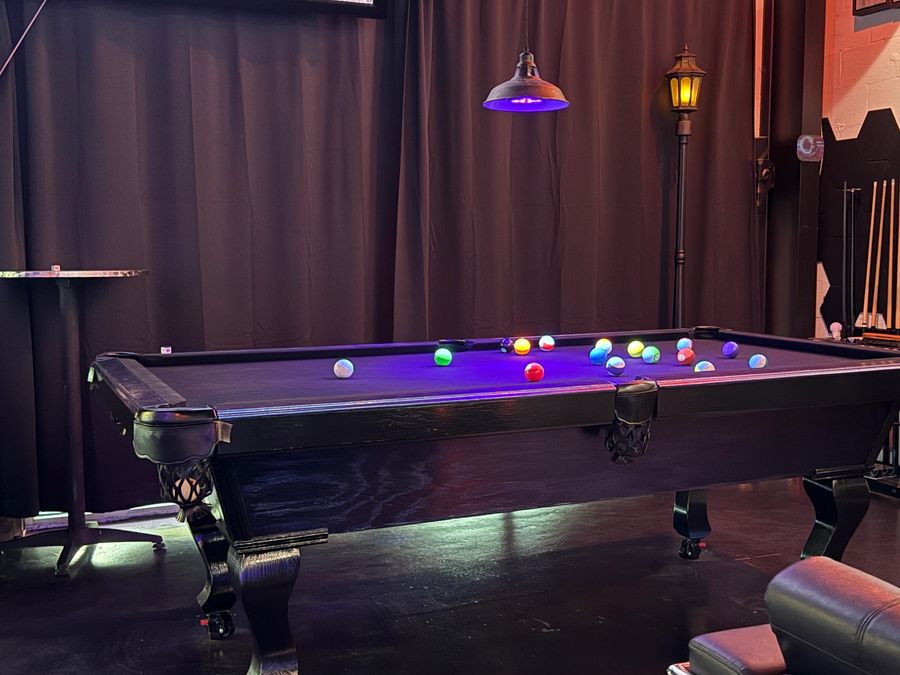 Cafe seating and game area