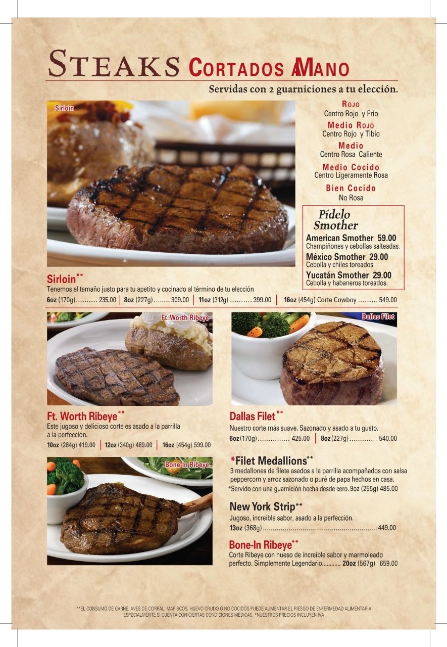 Merida Menu TEXAS ROADHOUSE MERIDA