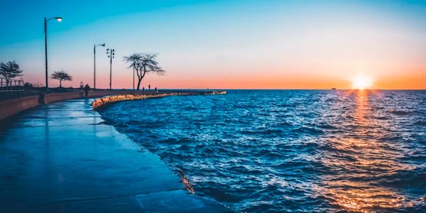 Beautiful scenery of Lake Michigan during a sunset. Photo by Ozzie Stern