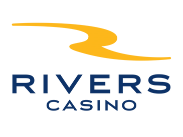 Rivers Casino Logo: a yellow river shaped curve with the text "Rivers Casino" beneath it