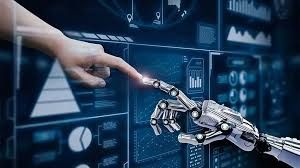 A Human Hand & Robot Hnad finger Touch Another