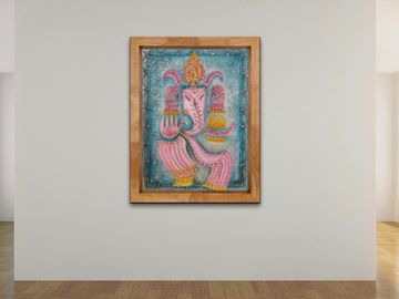 Beautiful Mandana based painting of Lord Ganesha made in mixed medium for your home decor.