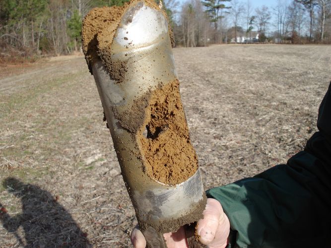 Soil in auger bucket