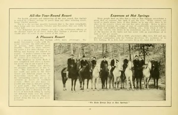 Tourists in 1915 on horseback in Hot Springs, Arkansas