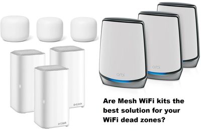 Three common WiFi mesh kits in this photo. Are Mesh WiFi kits the best solution?