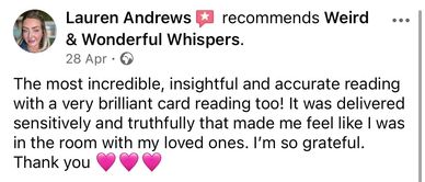 Positive review praising insightful and accurate card reading.