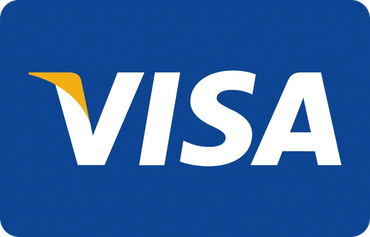 The VISA logo on a blue background with a yellow accent.