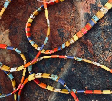 Lively and Vibrant.  These bracelets' colorful beads make it a standout and new goto..