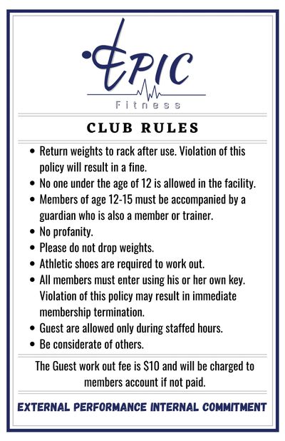 Rules  Epic Fitness