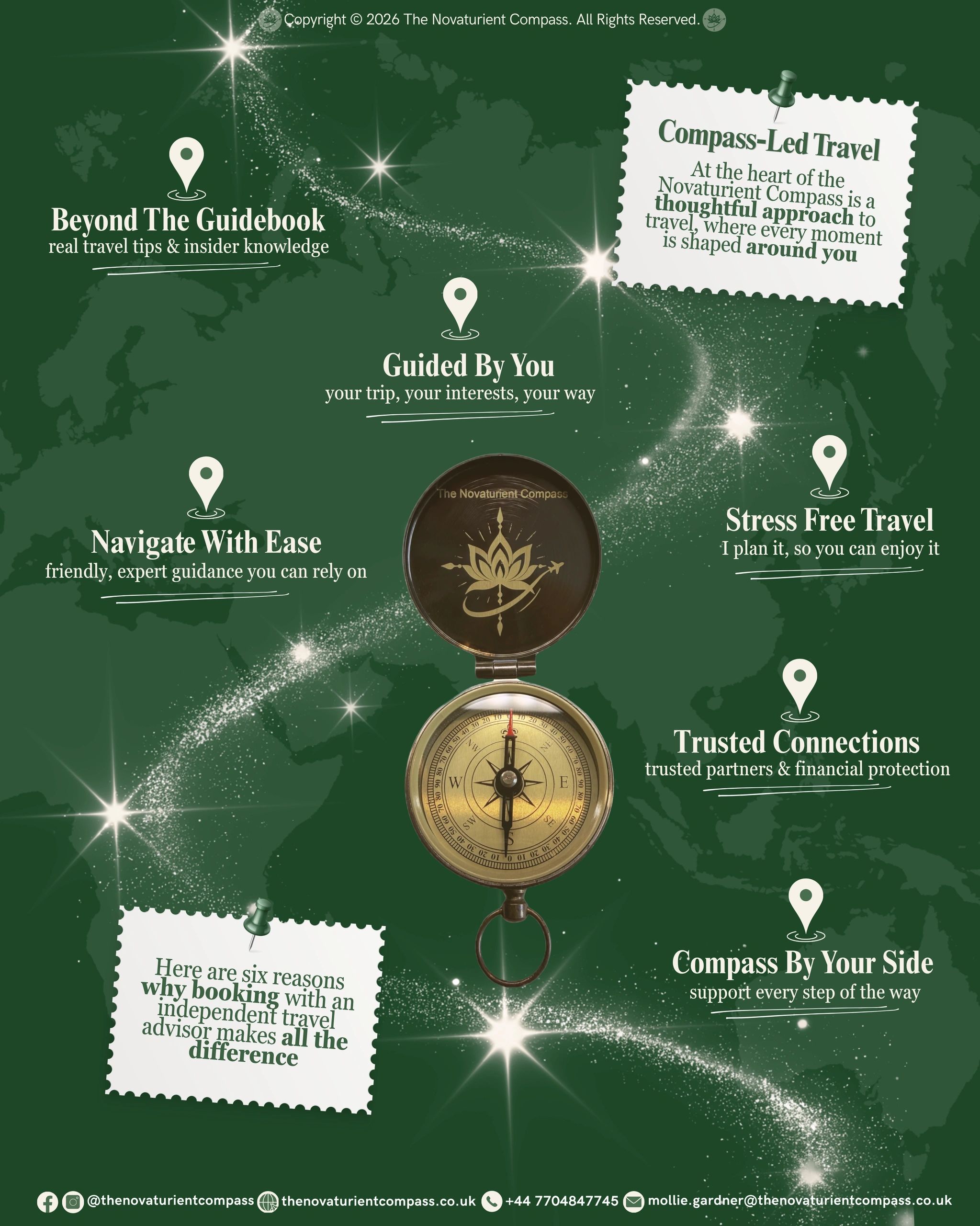 Compass-led travel with personalized, stress-free guidance and trusted connections.