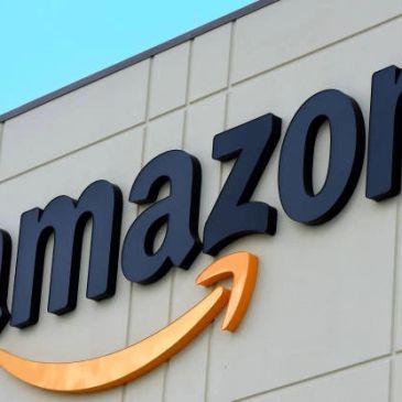 Amazon logo on a building exterior.