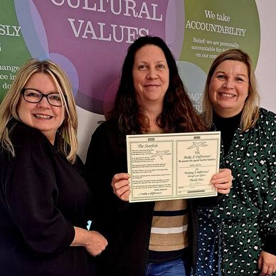 Jenny Of Longleat proudly displays her safeguarding award
