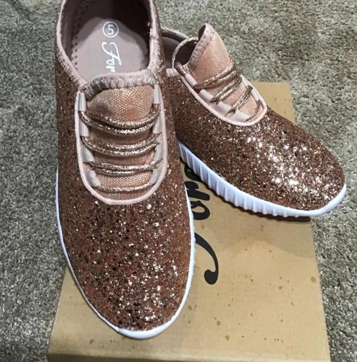 Rose gold store sequin tennis shoes