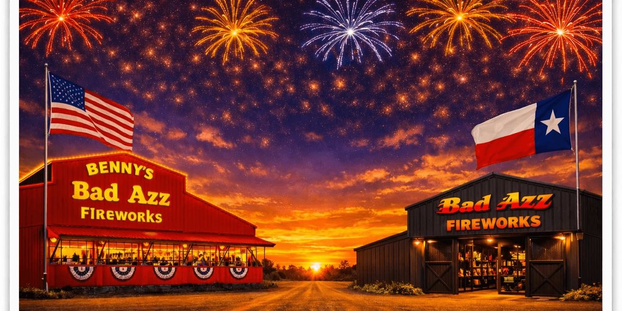 Benny's Bad Azz Fireworks stand in Azle Texas
Bad Azz Fireworks store in Whitney Texas