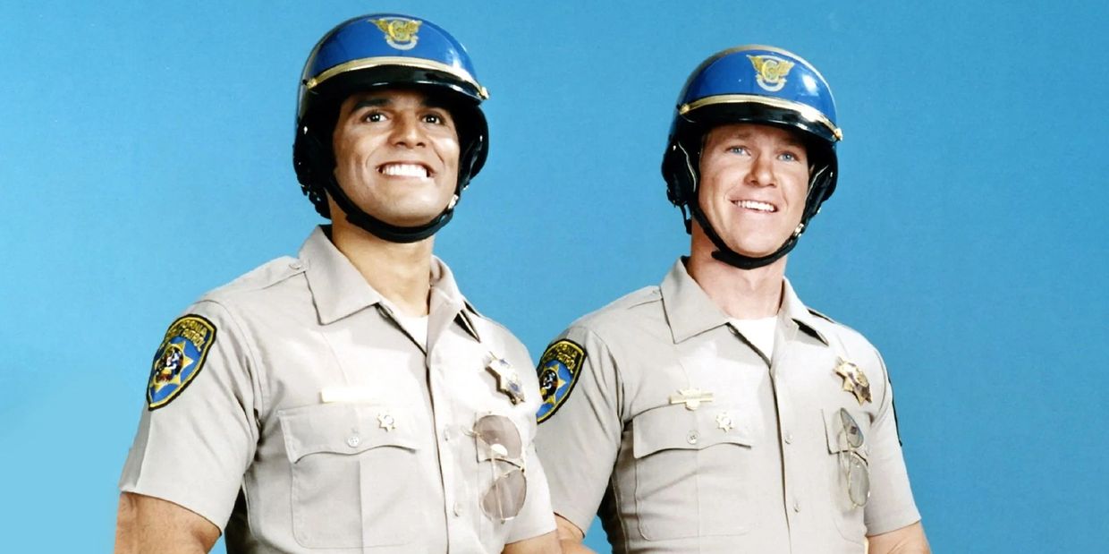 Photo of Erik Estrada and Larry Wilcox in CHiPs Promotional Photo.