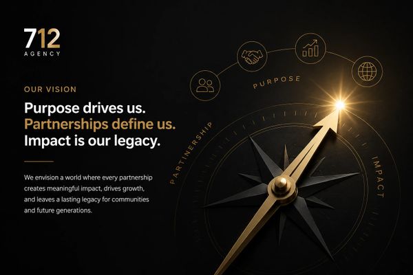 Compass points to growth, purpose, and partnership driving impactful legacy.