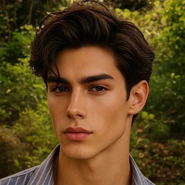 Portrait of a young man with dark hair and defined jawline.