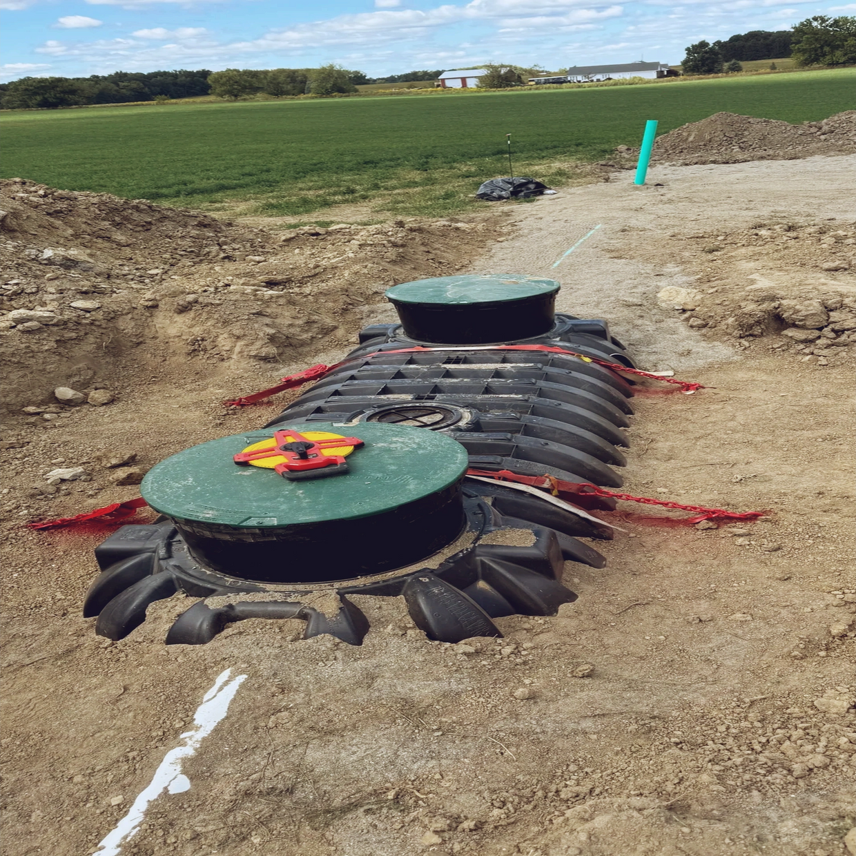 Infiltrator septic tank after installation at customer site.