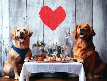 two couple dogs are sitting together