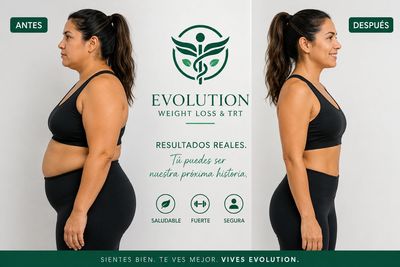 Before and after weight loss transformation with Evolution.