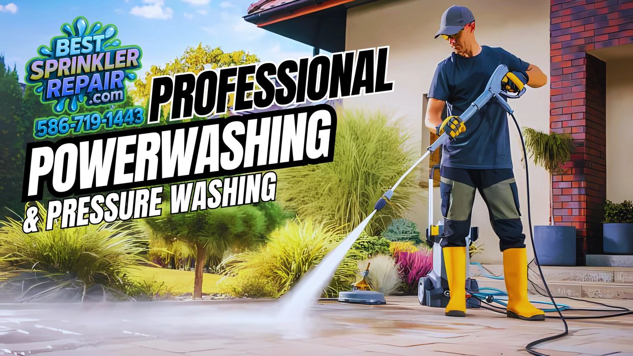 Professional powerwashing and pressure washing services by Best Sprinkler Repair.