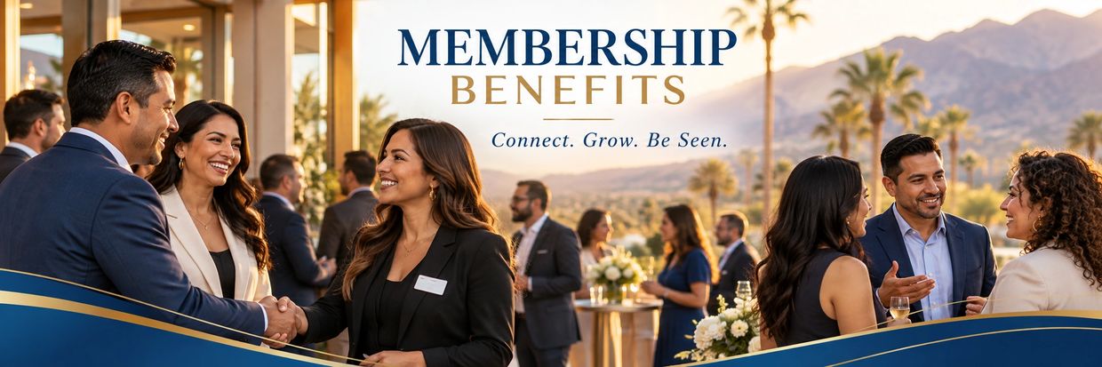 Professional networking event promoting membership benefits.