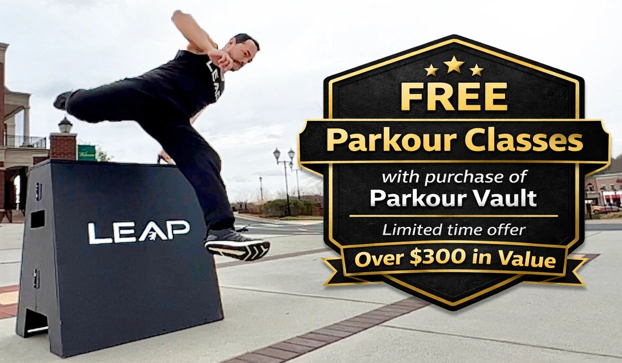 Kids Parkour Classes in Buford, GA using LEAP PARKOUR Equipment to build confidence, and strength.