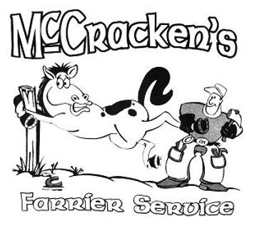 McCracken's Farrier Service logo with horse and farrier.